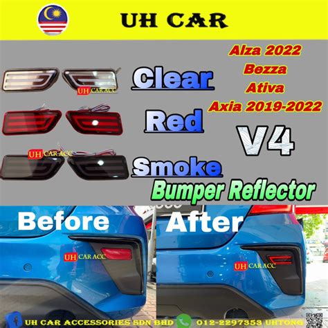 V4 Perodua Alza Bezza Ativa Rear Bumper Reflector Dynamic Led Light