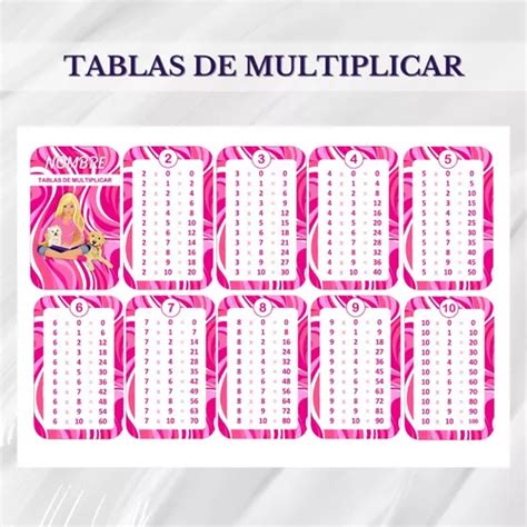 Kit Imprimible Tabla De Multiplicar Barbie en venta en Río Cuarto