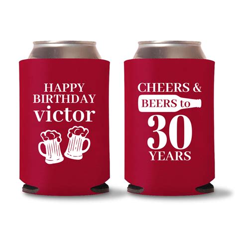 Cheers And Beers To 30 Years Custom Birthday Koozies