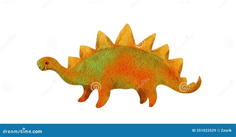 Dinosaure Comique Dans Le Style Enfantin Mignon Aquarelle Stegosaurus