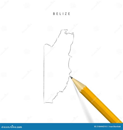 Belice a Mano Alzada Lápiz Bosquejo Esquema Vector Mapa Aislado Sobre