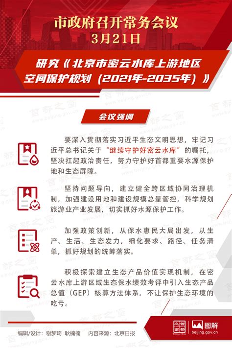 北京市政府常务会议图解：研究《北京市密云水库上游地区空间保护规划（2021年 2035年）》 光明网