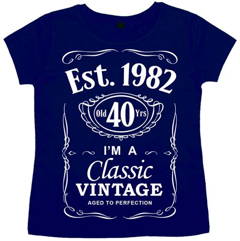 Womens 40th Birthday T Shirt Est 1977 Classic Vintage Ladies