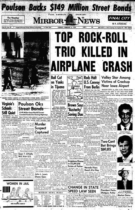 O Dia Em Que A Música Morreu Ou The Day The Music Died Efemérides Do éfemello