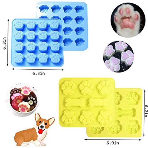 7 Pack Dog Treat Molds, Puppy Dog Paw and Bone Molds, Non-stick Dog Ice Molds Trays , Reusable ...