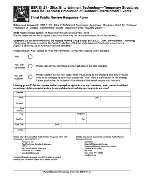 Fillable Online Tsp Esta BSR E1 21 20xx Third Public Review Form Fax