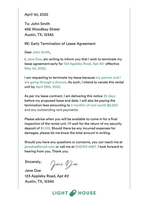 How To Write A Rental Termination Letter Lighthouse