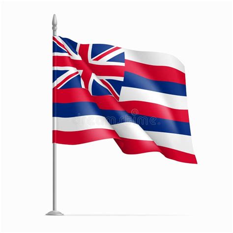 Hawaii Federal State Flag On Flagpole Waving In Wind Stock Illustration