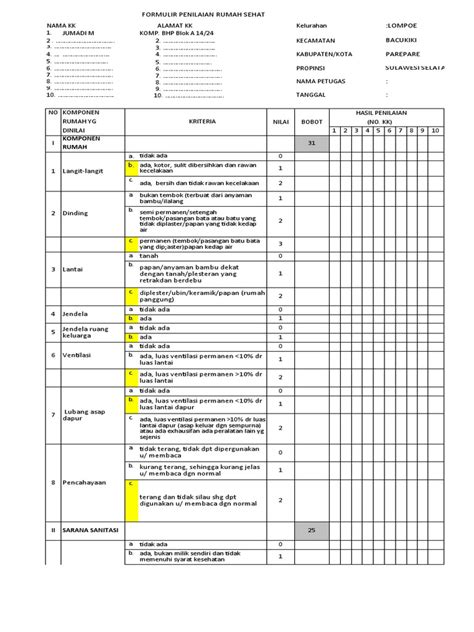 Formulir Rumah Sehat Pdf