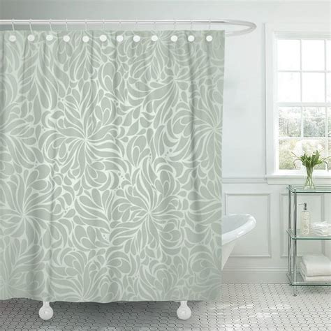 Pknmt Pattern Of Green Ornate Floral Damask Leaf Luxury Polyester Shower Curtain 60x72 Inches