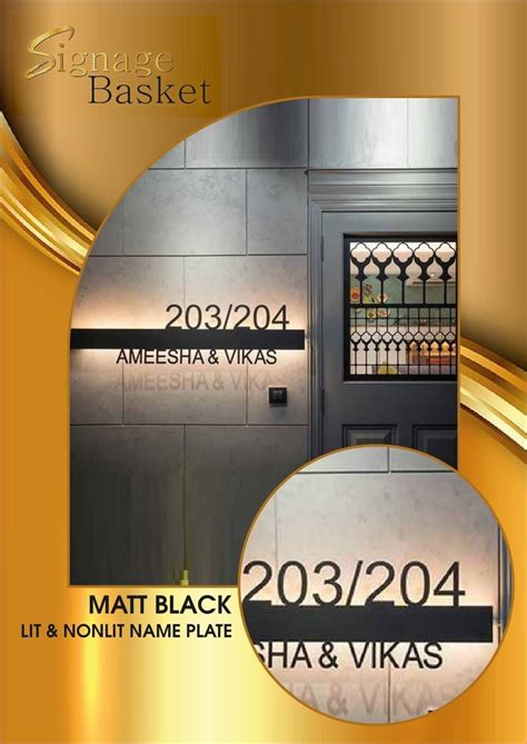 Black Base Matt Black Lit Non Lit Name Plate Wall Mounted Mm At Rs