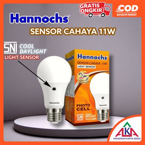 Jual Bohlam Lampu LED HANNOCHS LIGHT SENSOR 11 Watt SNI Photo Cell