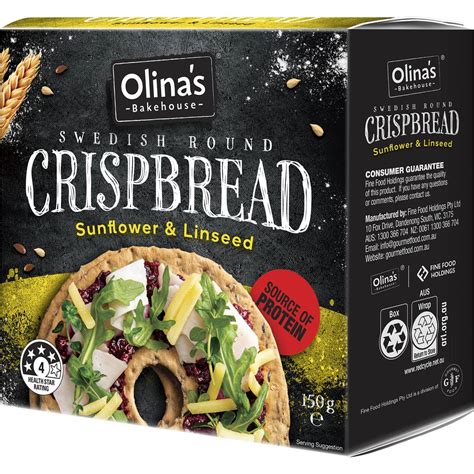 Olina S Bakehouse Swedish Round Crispbread Sunflower Linseed G