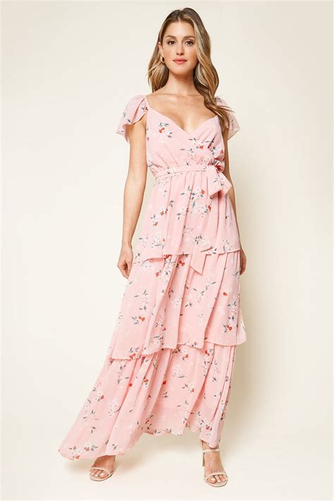 Daydreamer Floral Print Ruffled Tier Maxi Dress Sugarlips