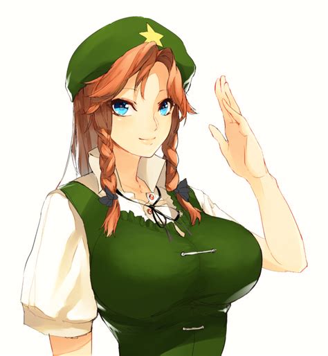 Safebooru 1girl Beret Blue Eyes Blush Braid Breasts China Dress