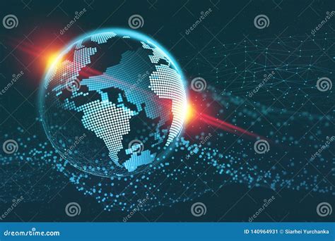 Global Communication 3D Illustration Information Field Of The Planet