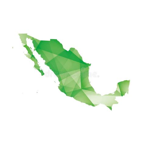 Vector Illustration Of Mexico Map With Green Colored Geometric Shapes