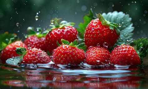 Premium Photo Strawberries Falling Into The Water With Splash