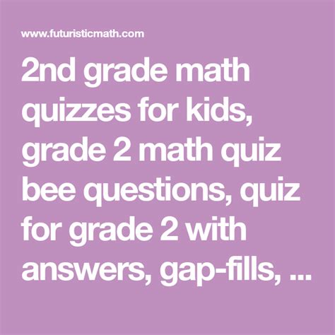 Grade Math Quiz Bee Questions And Answers