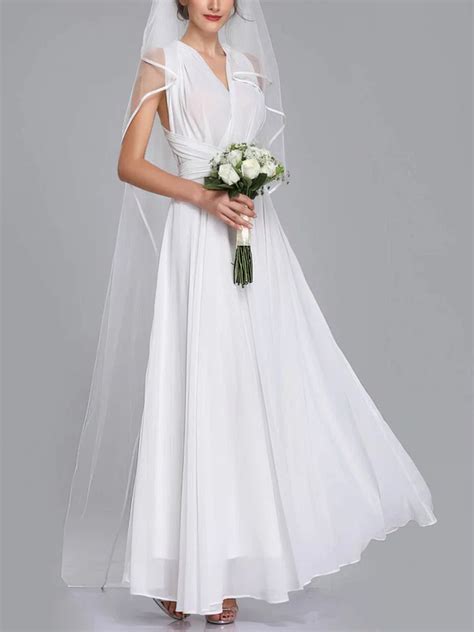 A Line V Neck Chiffon Floor Length Bridesmaid Dresses With Sashes