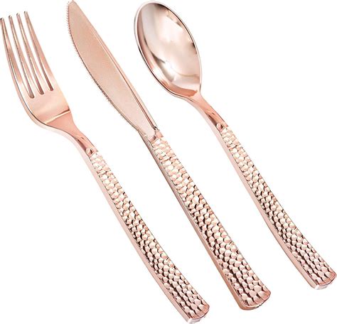 Amazon Supernal Pcs Rose Gold Plastic Silverware Rose Gold