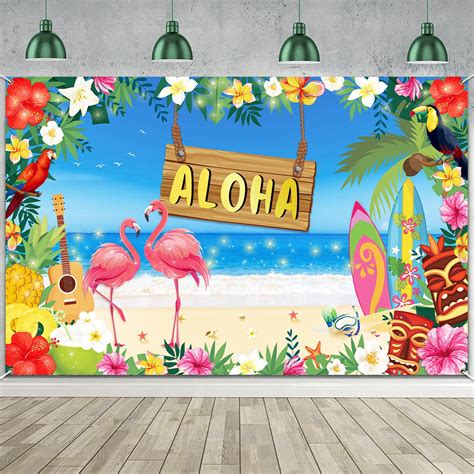 Upgraded Hawaiian Aloha Luau Party Decoration 71 X44 Aloha Backdrop