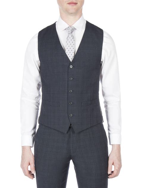 Midnight Navy Check Waistcoat Ben Sherman