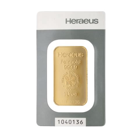 Goldbarren 1 Unze Kinebarren Heraeus Argor Heraeus 1 oz Gold für 2