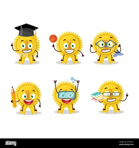 School Student Of Gold Medal Ribbon Cartoon Character With Various