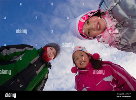 Children Wearing Winter Clothing Stock Photo Alamy