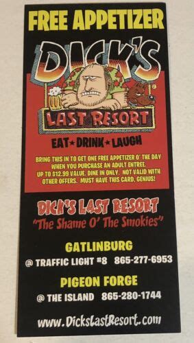 Dicks Last Resort Brochure Pigeon Forge Gatlinburg Tennessee Bro Ebay