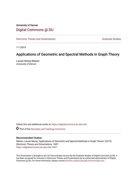 Applications Of Geometric And Spectral Methods In Graph Theory DocsLib