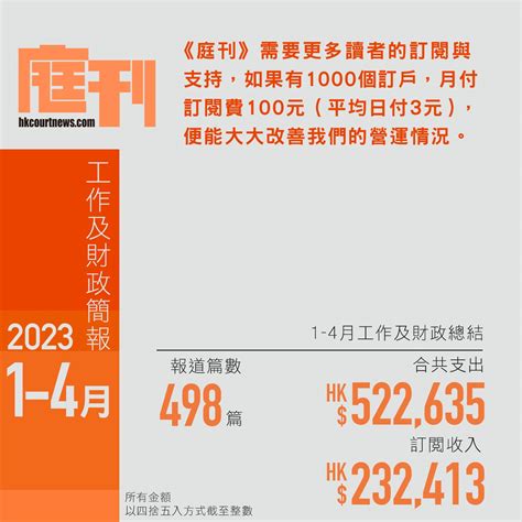 《庭刊》2023年1月至4月工作及財政簡報 庭刊