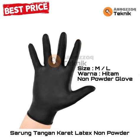 Jual Sarung Tangan Karet Latex Hitam Non Powder Pcs M Hitam