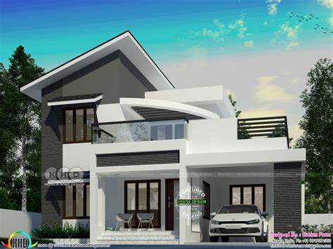 Slanting Roof Mix Modern Bhk House Design Kerala Home Design And