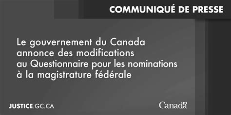 Le Gouvernement Du Canada Annonce Des Modifications Au Questionnaire