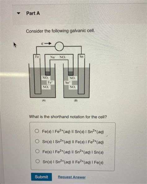 Solved Consider The Following Galvanic Cell What Is The Chegg