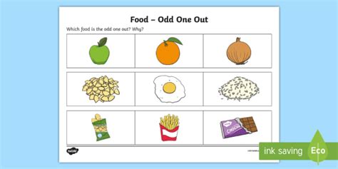 Food Odd One Out Worksheet Worksheet Teacher Made