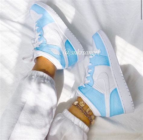 Baby Blue Custom Air Jordan 1 Mid Unisex Nike Shoes AIR - Etsy