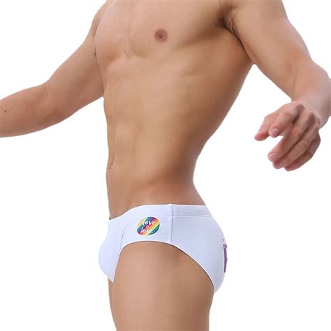 Gay Swim Briefs Lgbtq Pride Pushup Pad White Swim Briefs