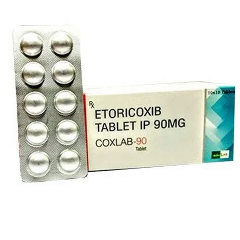 Etoricoxib 90mg Tablet IP Packaging Type Strip Packaging Size 10x10