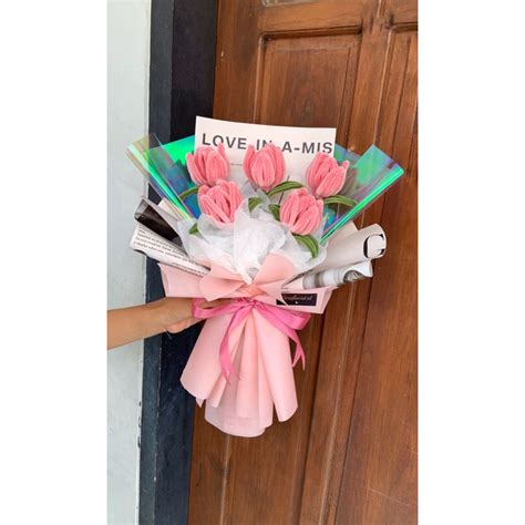 Jual Buket Tulip Pink Wajib Tambah Kardus Packing Shopee Indonesia