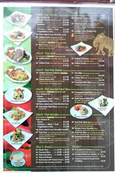 Menu At Chefs Thai Mitcham Restaurant Mitcham