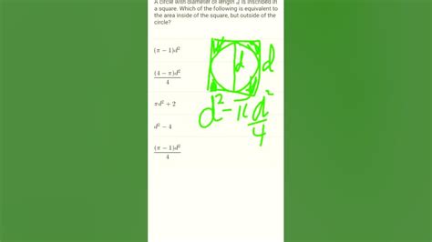 Sat Practice Questions Area Between A Square And An Inscribed Circle