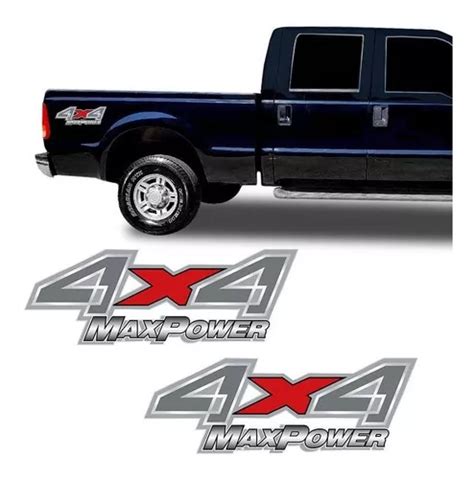 Adesivo 4x4 Max Power Ford F 250 Emblema Cromado Lateral Cor Prata