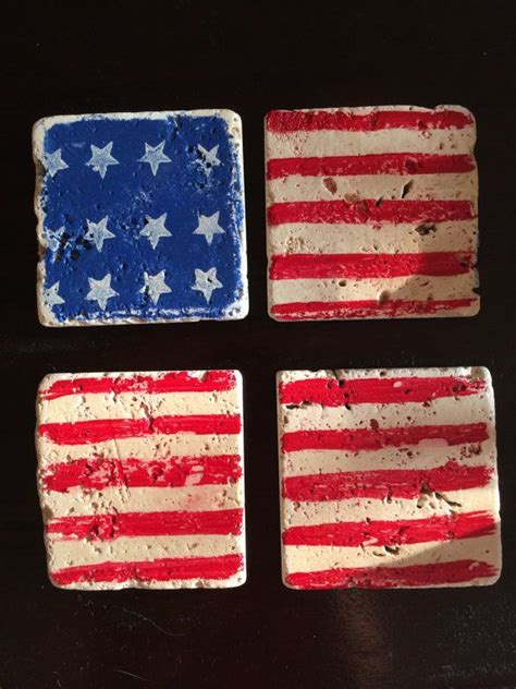 American Flag Coasterstumbled Marble By Ericageiger On Etsy 2000