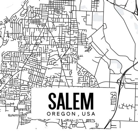 Salem Oregon Map Printable Salem Wall Art Pacific Northwest - Etsy