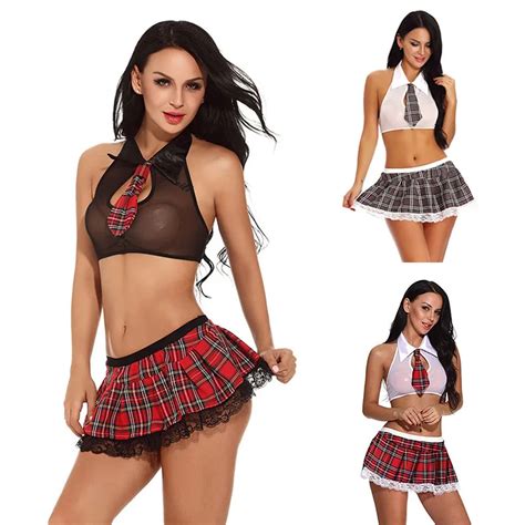 Sexy Sch Lerin Cosplay Erwachsene Frauen Kost Me Plaid Nacht Halloween