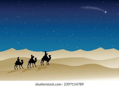 Christmas Nativity Scene Three Wise Men Stock Vector (Royalty Free ...