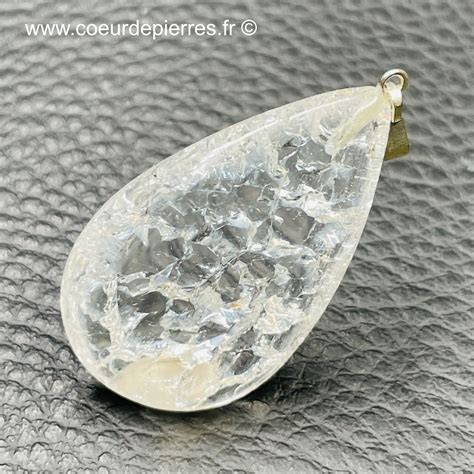 Pendentif en cristal de roche craquelé du Brésil réf cr20 Cœur de